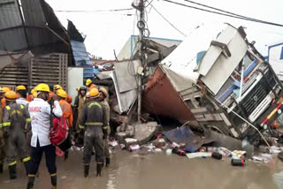 A three-storey building collapsed in Lucknow on Saturday