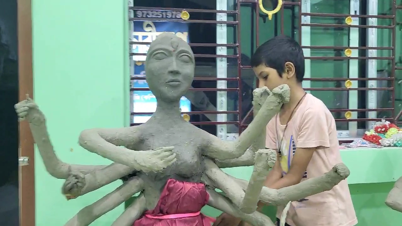 Belda Class Five Boy Makes Durga Idol