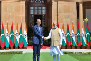 MALDIVES PRESIDENT INDIA VISIT  MUIZZU AND MODI MEET  ഇന്ത്യ മാലദ്വീപ് ബന്ധം  മാലദ്വീപ് പ്രസിഡൻ്റ് ഇന്ത്യയില്‍