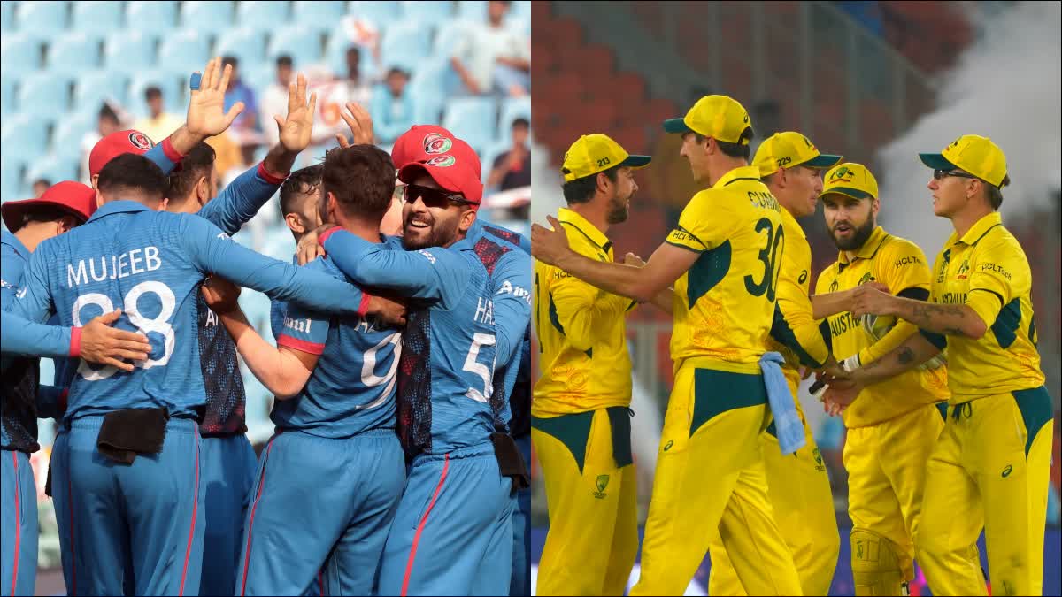 ICC Cricket World Cup 2023  Australia and Afghanistan between match in Mumbai  Wankhede Stadium Mumbai  ಸೆಮಿಸ್​ನಲ್ಲಿ ಸ್ಥಾನ ಗಿಟ್ಟಿಸಿಕೊಳ್ಳುತ್ತಾ ಆಸ್ಟ್ರೇಲಿಯಾ  ಅಫ್ಘಾನಿಸ್ತಾನ ವಿರುದ್ಧ ಗೆದ್ದು ಸೆಮಿಸ್​ನಲ್ಲಿ ಸ್ಥಾನ  ಸೆಮಿಸ್​ನಲ್ಲಿ ಸ್ಥಾನ ಗಿಟ್ಟಿಸಿಕೊಳ್ಳುತ್ತಾ ಆಸ್ಟ್ರೇಲಿಯಾ  ಸೆಮಿಫೈನಲ್‌ಗೆ ಕಾಲಿಡಲು ಹೋರಾಟ  ಆಸೀಸ್​ ತಂಡ ಅಫ್ಘಾನಿಸ್ತಾನ  ಸತತ ಐದು ಪಂದ್ಯಗಳನ್ನು ಗೆದ್ದಿರುವ ಆಸೀಸ್