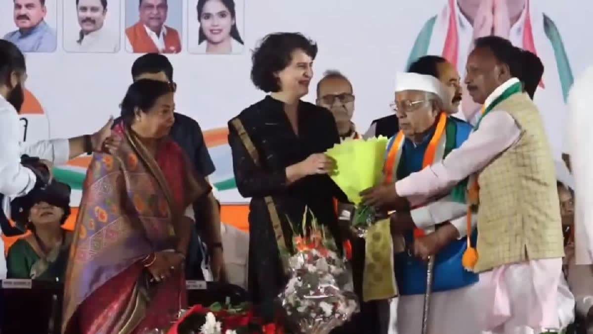 Priyanka Gandhi receives bouquet without flowers, video evokes laughter, BJP ridicules Cong for faux pas