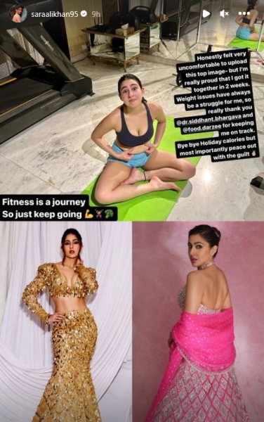 Sara Ali Khan shares before and after pics as she loses 'holiday calories' in just 2 weeks