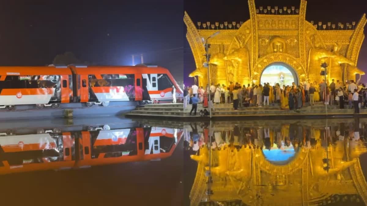 Vande Bharat Express train format pandal became center of attraction at Dhanwar Chhath Ghat in Giridih