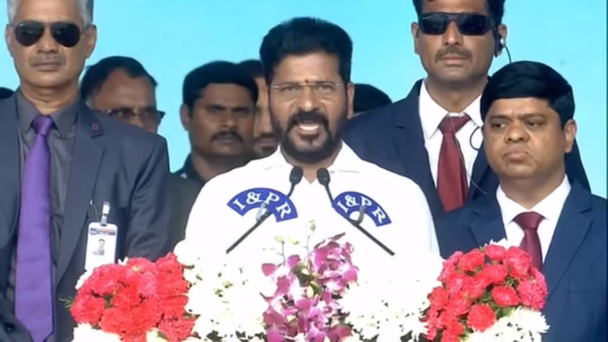 A Revanth Reddy Telangana new CM  A Revanth Reddy become Telangana CM  Telangana CM A Revanth Reddy  രേവന്ദ് റെഡ്ഡി സത്യപ്രതിജ്ഞ ചെയ്‌തു  രേവന്ദ് റെഡ്ഡി  രേവന്ദ് റെഡ്ഡി സത്യപ്രതിജ്ഞ  തെലങ്കാന തെരഞ്ഞെടുപ്പ് 2023