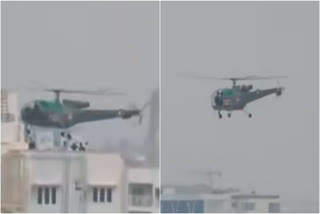 Delivery of relief goods by helicopter