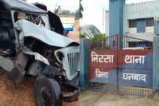 Truck hit Police patrol car in Dhanbad