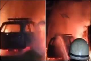 Car caught fire in Haridwar