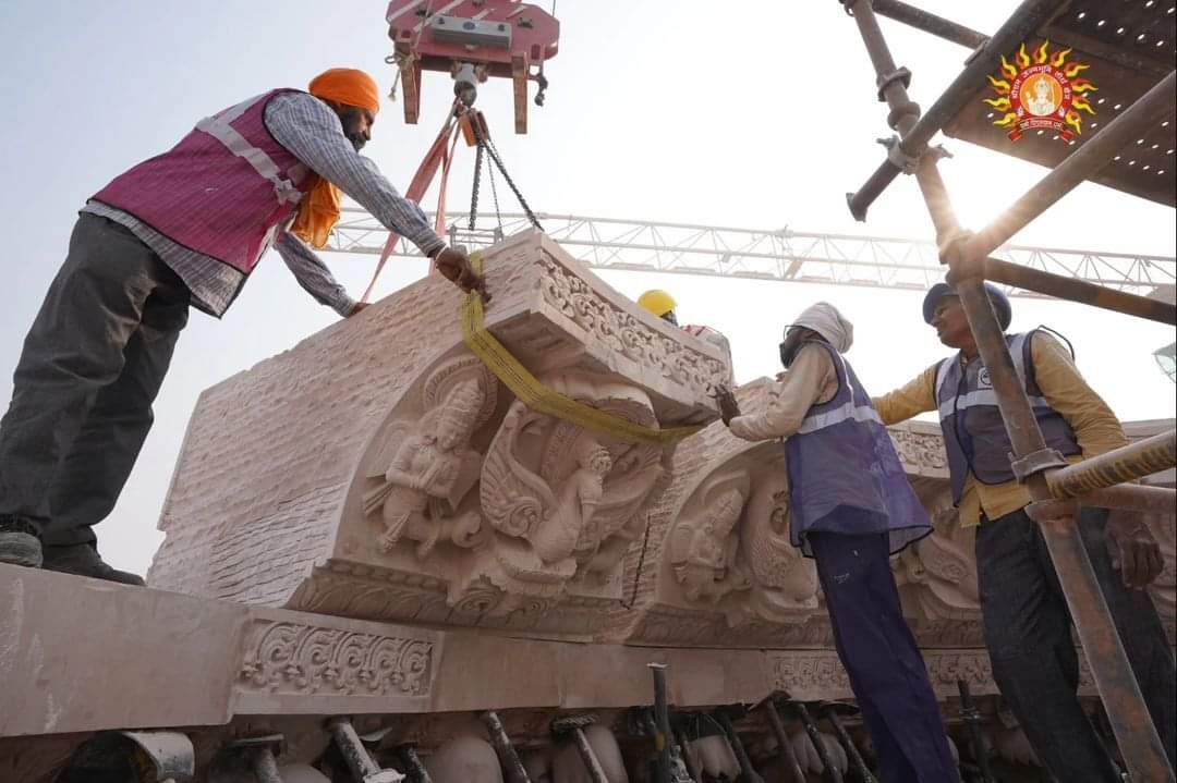 ಅಯೋಧ್ಯೆ ಶ್ರೀ ರಾಮ ಮಂದಿರದ ನಿರ್ಮಾಣ ಕಾರ್ಯ ನಡೆದಿರುವುದು
