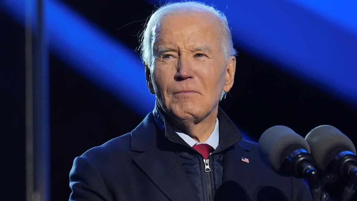 President Joe Biden speaks during a ceremony lighting the National Christmas Tree on the Ellipse near the White House in Washington, Thursday, Dec. 5, 2024.