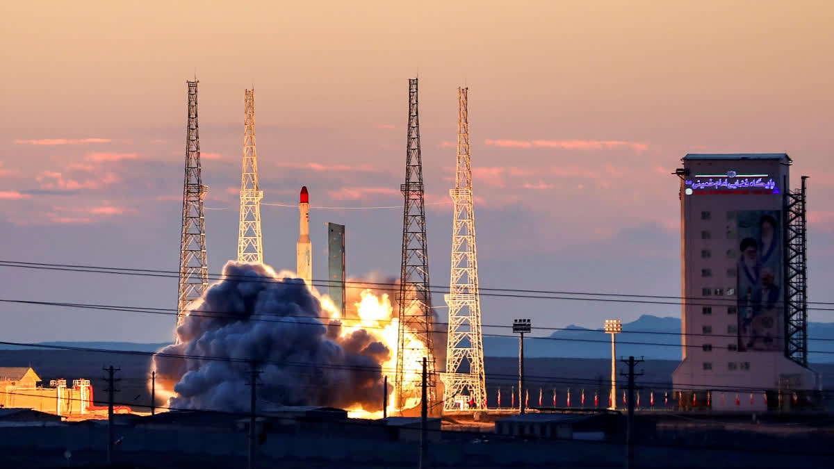 This photo released by the official website of the Iranian Defense Ministry on Friday, Dec. 6, 2024, shows the launching of Simorgh, or "Phoenix," rocket at Iran's Imam Khomeini Spaceport in rural Semnan province, Iran.