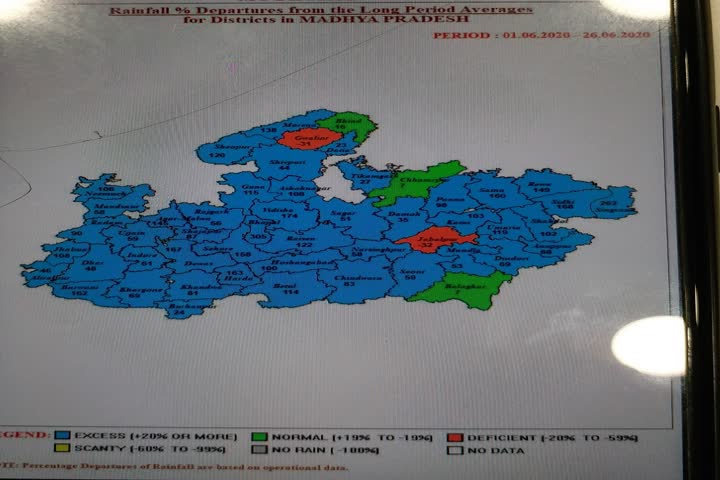 Heavy rains occurred in many districts including the capital Bhopal