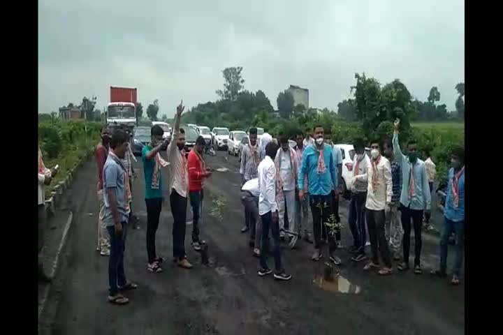 Attempted to plant trees on highway road