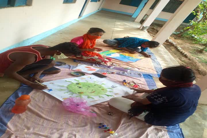 Children painting in quarantine centers