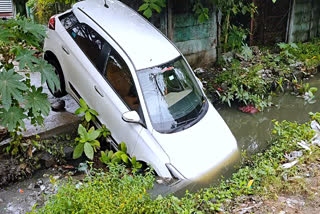 Car Fell accident into Drainage Canal