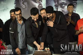 Prabhas, Prithviraj Sukumaran, Prashanth Neel celebrate Salaar success by cutting cake