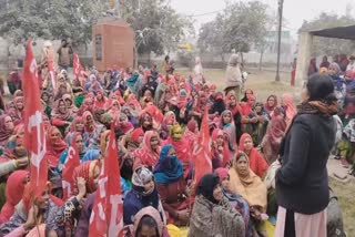 Mid day meal workers demonstration