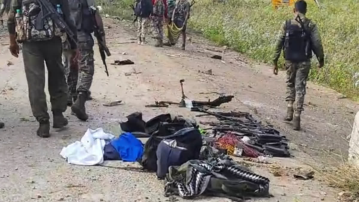 Bijapur: Belongings of District Reserve Guards (DRG) personnel who were killed in a Naxal attack, in Chhattisgarh's Bijapur district, Monday, Jan. 6, 2025.