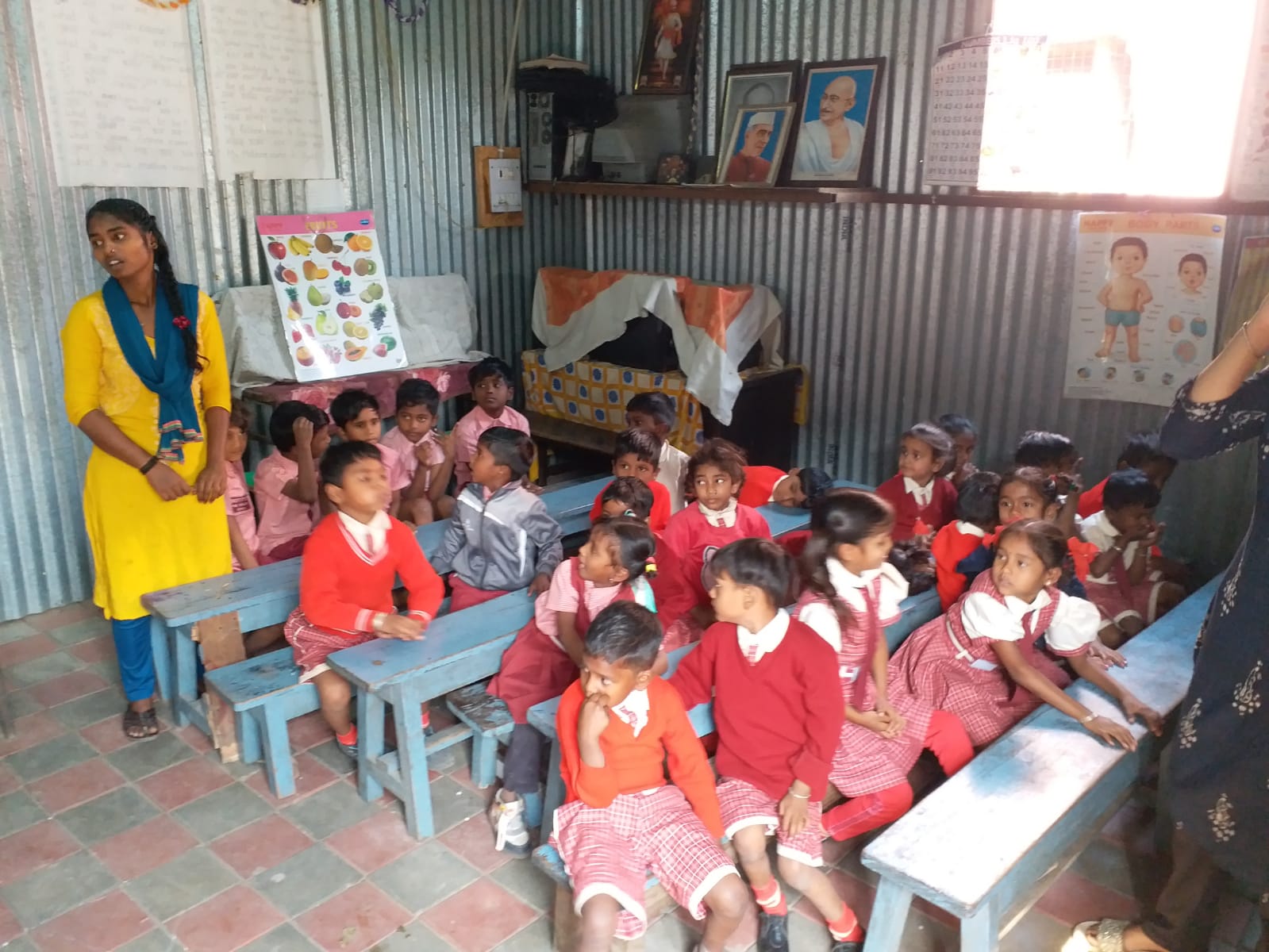 Students attending a class in the convent