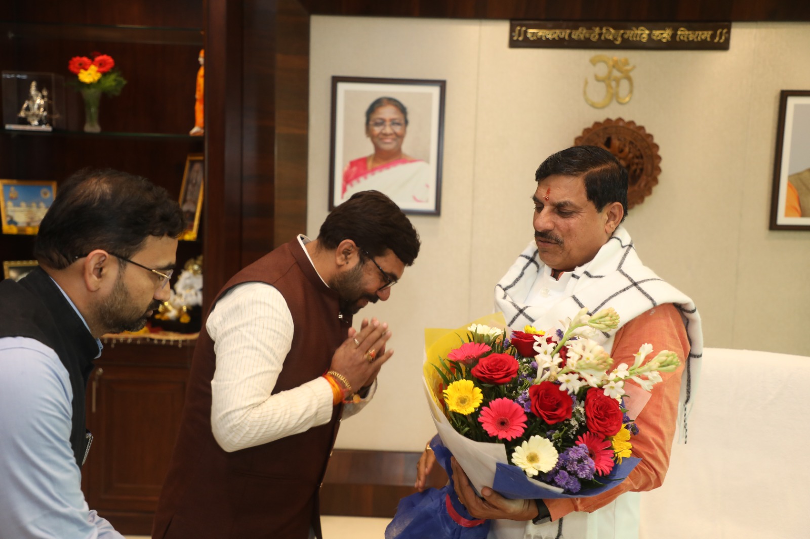 mp Vivek bunty sahu with cm mohan yadav