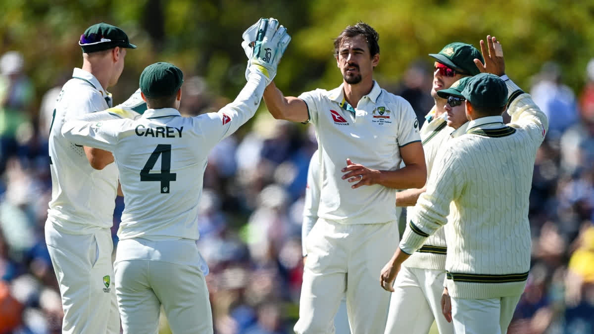 Josh Hazlewood and Mitchell Starc wrecks havoc on New Zealand bowling line up as Australia bundle them out for 162 runs and then amass 124/4 at stumps on the opening day of the final and the second Test at Christchurch stadium in New Zealand on Friday.