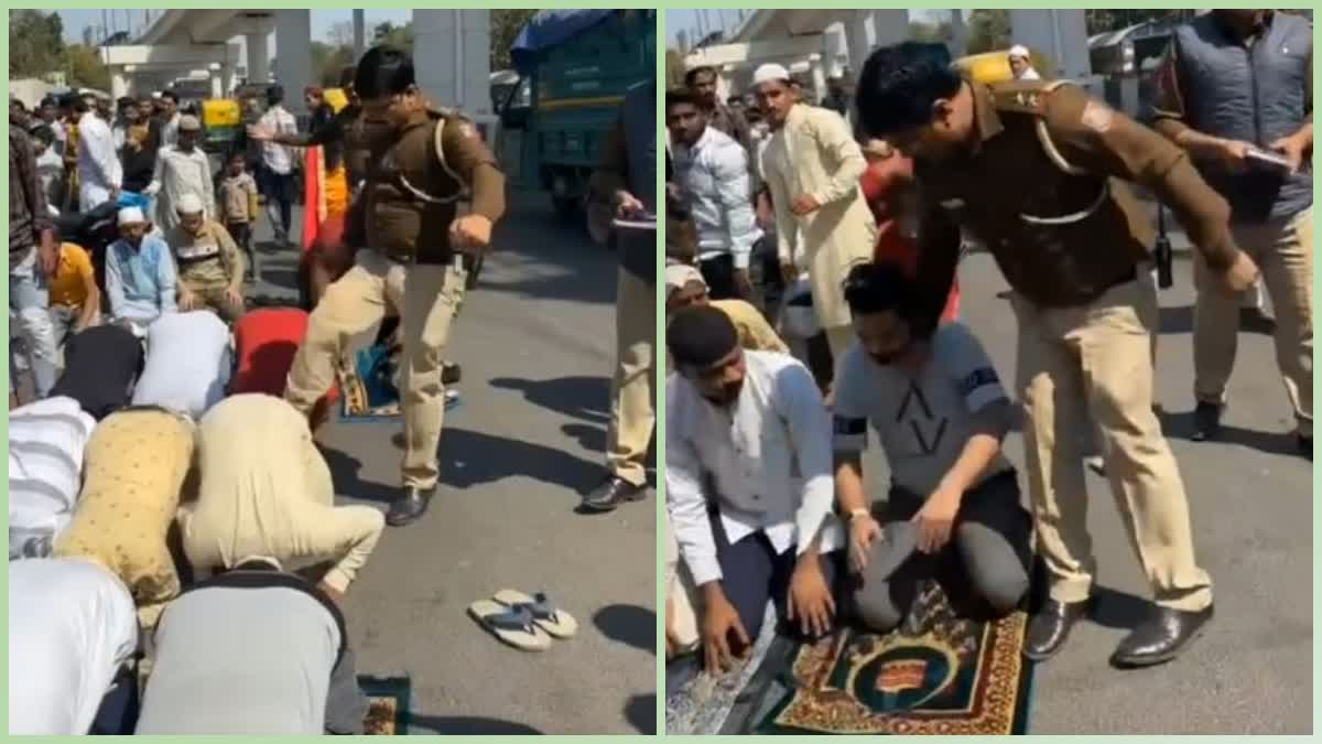 دارالحکومت دہلی میں سڑک پر نماز پڑھ رہے لوگوں پر پولیس کے لات مارنے کا ویڈیو وائرل