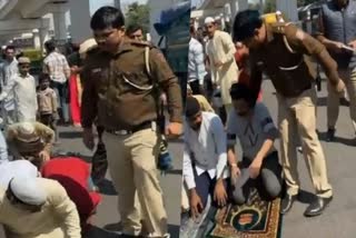 नमाजियों को दिल्ली पुलिस के जवान ने मारी लात