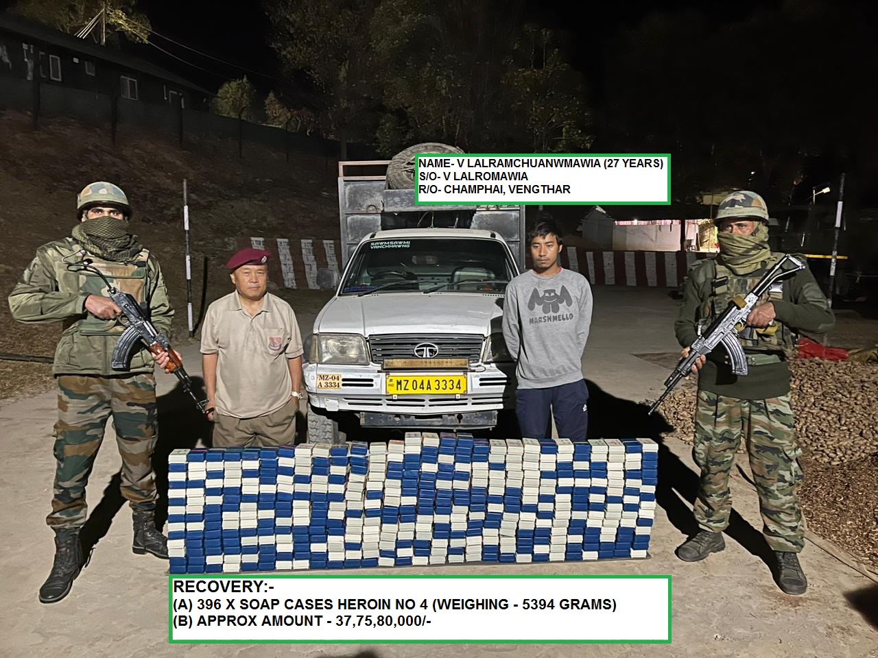 Large amount of drugs seized in Sonari and Mizoram