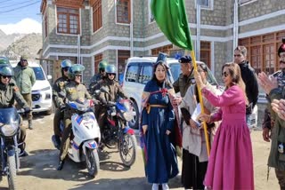 First Lady Of Ladakh Flags Off Electric Scooters.