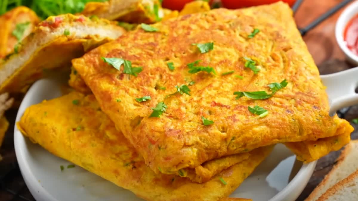 PureVeg Bread Omelette in Telugu
