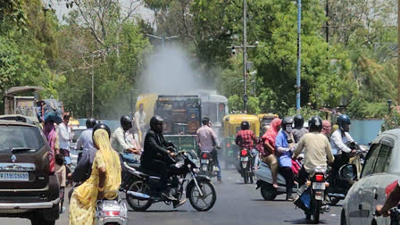 Water sprinkled on roads