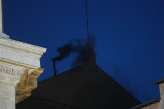 Black Smoke Pours From Sistine Chapel Chimney, Indicating No Pope Was Elected As Conclave Opens