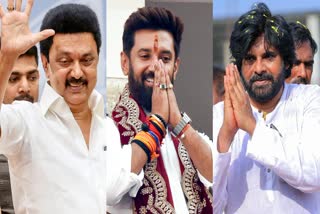 Left to right: Tamil Nadu CM MK Stalin, LJP Chief Chirag Paswan and Jana Sena President Pawan Kalyan