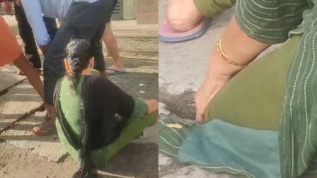 FOOT GOT STUCK IN THE GAP BETWEEN SLABS  FOOT GOT STUCK WHILE WALKING  കാൽ സ്ലാബിൽ കുടുങ്ങി  റോഡരികിലെ സ്ലാബില്‍ അപകടം