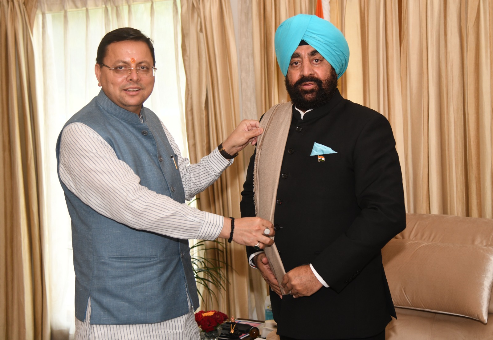 cm dhami met governor gurmit singh