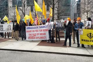Khalistani supporters protest outside Indian embassies