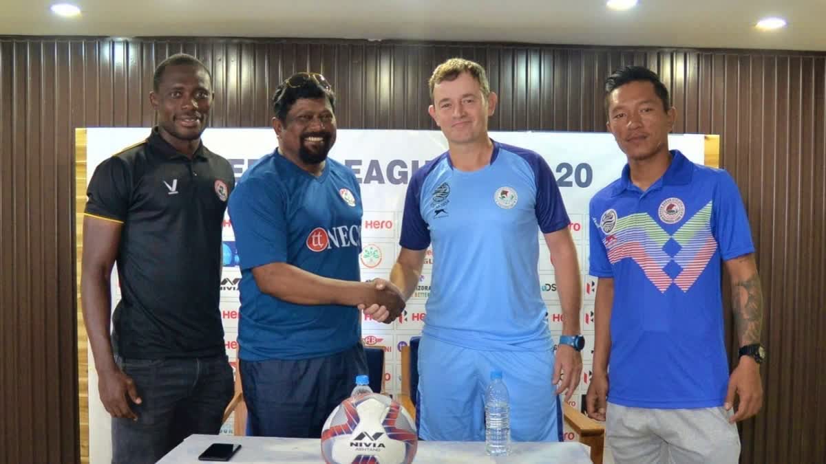 Head of Mohun Bagan Jose Antonio Vicuna, Aizawl FC Head coach Stanley Rozario and forward Alfred Jaryan