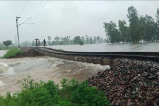Rain in UP: railway track swept away by rapid flow of water in Pilibhait