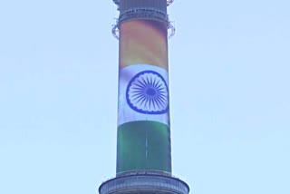 Moscow OSTANKINO TOWER painted in tricolour to honour PM Modi