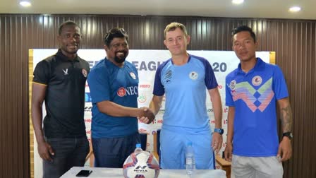 Head of Mohun Bagan Jose Antonio Vicuna, Aizawl FC Head coach Stanley Rozario and forward Alfred Jaryan