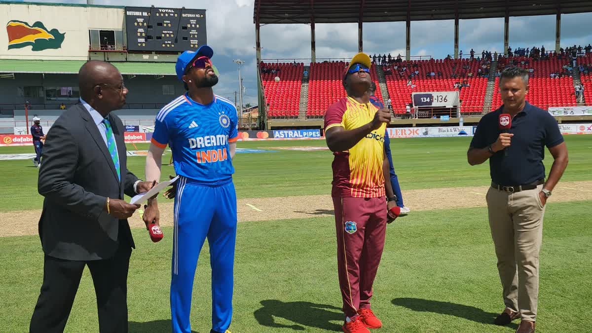 WI vs IND playing XI  West indies vs India 3rd t20 toss report  West indies vs India  Hardik pandya  Rovman powell  ഇന്ത്യ vs വെസ്റ്റ് ഇന്‍ഡീസ്  ഹാര്‍ദിക് പാണ്ഡ്യ  റോവ്‌മാന്‍ പവല്‍