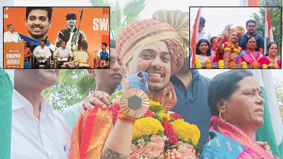 shooter Swapnil Kusale felicitated by Chandrakant Patil In Pune