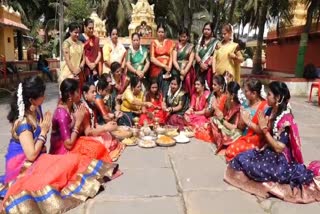 First festival of Shravanmasa: Nagarpanchami celebration by women at Someshwara Temple