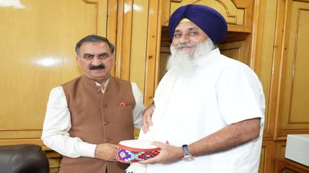 suKhbir singh badal meet the himachal cm sukhvinder singh sukhu