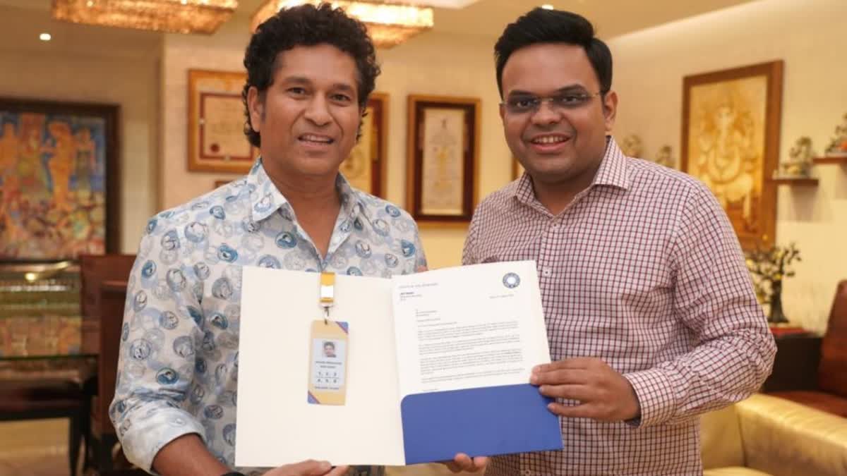 Jay Shah presents 'Golden Ticket' to Sachin Tendulkar for ICC Cricket World Cup