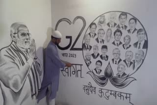 Unique charcoal painting of all the G20 leaders created by Amroha-based artis