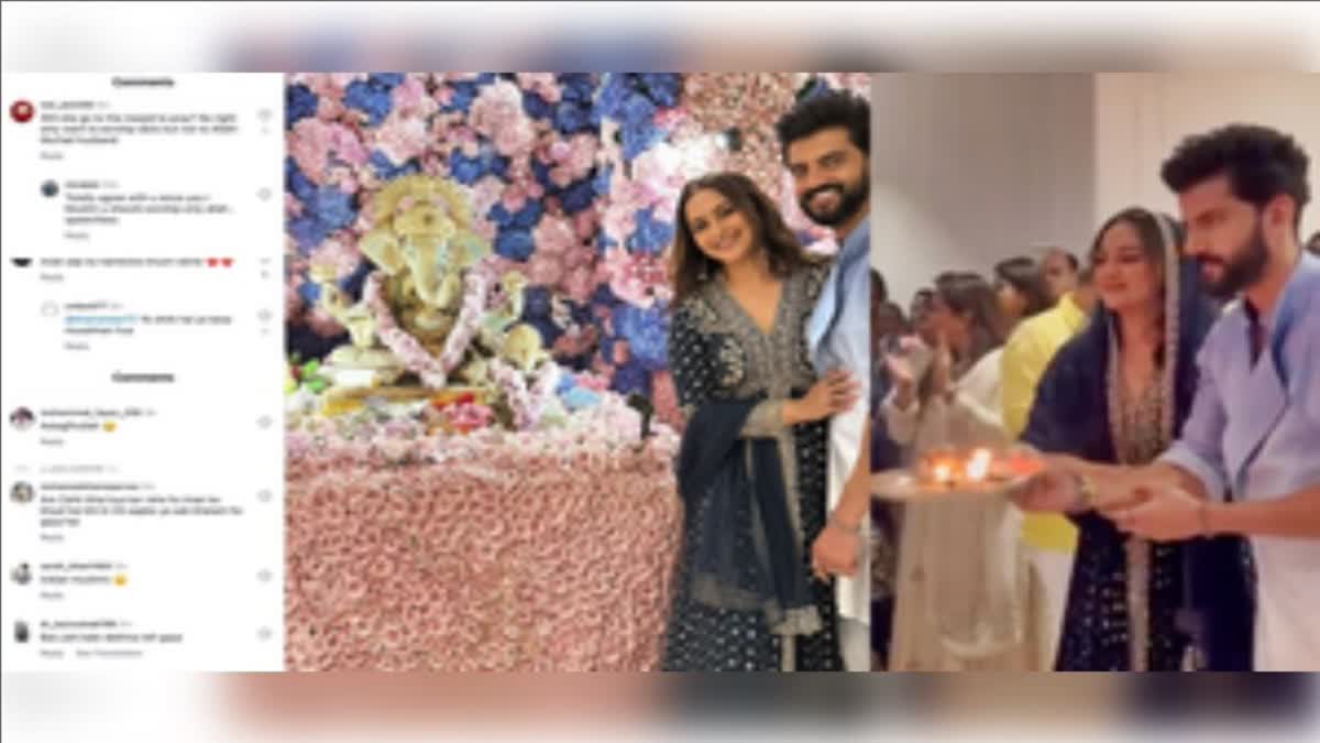 Sonakshi Sinha, Zaheer Iqbal trolled over Ganpati aarti