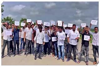 ATASU protest for four lane road construction in Shivsagar