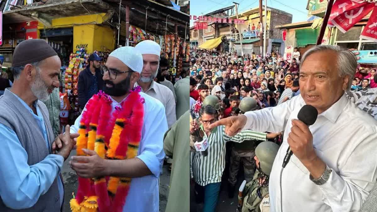 Jamaat-e-Islami candidate for Kulgam Sayar Ahmad Reshi (L) and CPI (M) candidate M Y Tarigami