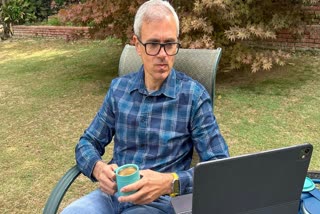 Srinagar: JKNC Vice President Omar Abdullah watches a live broadcast of the voting result of the Jammu and Kashmir assembly elections at his residence in Srinagar on Tuesday, October 08, 2024.