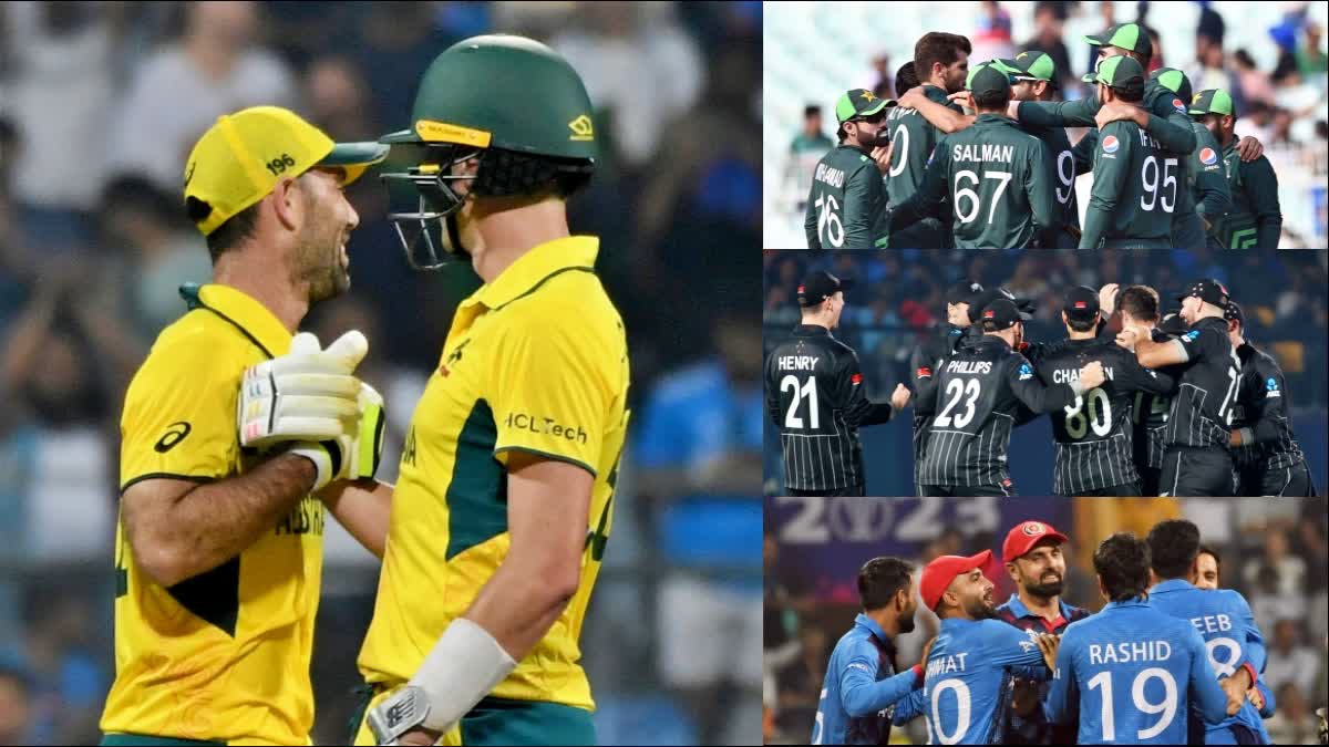 ICC Cricket World Cup 2023  Aussies entered the semis  Wankhede Stadium Mumbai  Australia vs Afghanistan 39th Match  ರೋಚಕ ಪಂದ್ಯದಲ್ಲಿ ಗೆದ್ದು ಬೀಗಿದ ಆಸೀಸ್​ ಗೆದ್ದು ಬೀಗಿದ ಆಸೀಸ್​ ಸೆಮಿಸ್​ಗೆ ಲಗ್ಗೆ  ಕೊನೆಯ ಸ್ಥಾನಕ್ಕೆ ಮೂರು ತಂಡಗಳ ನಡುವೆ ಹೆಚ್ಚಿದ ಪೈಪೋಟಿ  ಏಕದಿನ ಕ್ರಿಕೆಟ್ ವಿಶ್ವಕಪ್ 2023  ಇನ್ನೊಂದು ಸ್ಥಾನಕ್ಕಾಗಿ ತೀವ್ರ ಪೈಪೋಟಿ  ಸೆಮಿಸ್​ಗೆ ಲಗ್ಗೆಯಿಟ್ಟ ಆಸ್ಟ್ರೇಲಿಯಾ  ಕಿವೀಸ್​ಗೆ ಎದುರಾದ ಸಂಕಷ್ಟ  ಪಾಕ್​ಗೆ ಇನ್ನೂ ಇದೆ ಅವಕಾಶ  ಆಸೀಸ್​ ವಿರುದ್ಧ ಸೋಲುಂಡ ಅಫ್ಘಾನ್​ಗೆ ಲಾಸ್ಟ್​ ಚಾನ್ಸ್